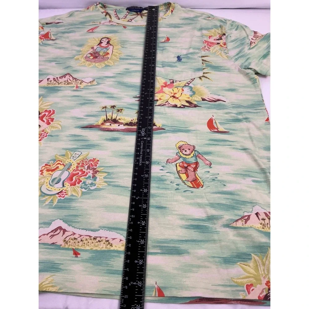 Polo Ralph Lauren Aloha Hawaiian Print T Shirt‎ Classic Fit Mens Medium Classic